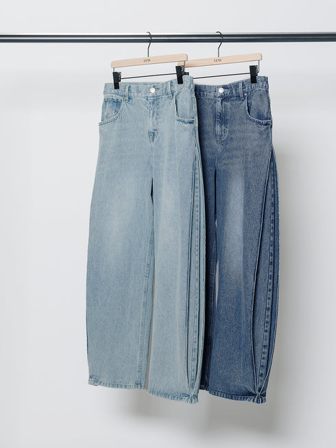 SIDE PLEATED DENIM PANTS / Y243-31045-3 /【 BLUE 】